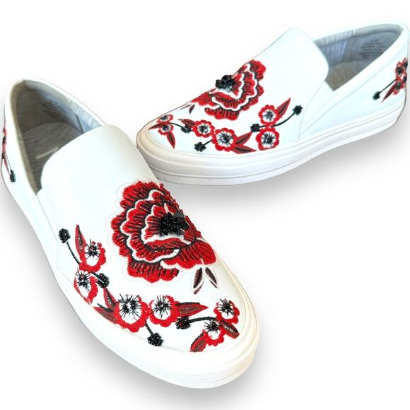 Nine West White Onyeka Floral Embroidery Bead Sequins Slip On Shoe for Women 6 - Picture 2 of 12